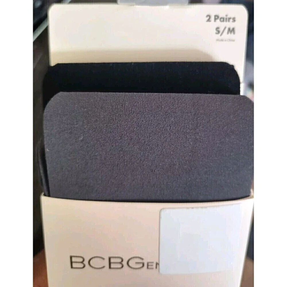 BCBG Generation Opaque Tights 2 Pack Women's Size S/M  Black Gray NEW In Pack